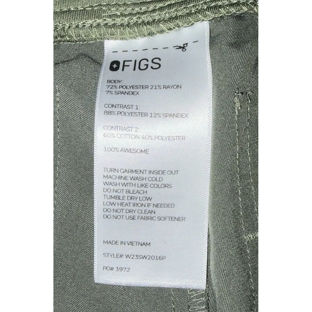 FIGS Technical Collection Kade Cargo Scrub Pants Womens XS Army Green